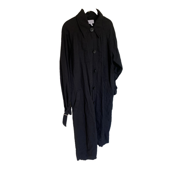 & Other Stories Women Black Trench Coat Sz 0 Linen Blend Lightweight Old Money - Picture 7 of 16